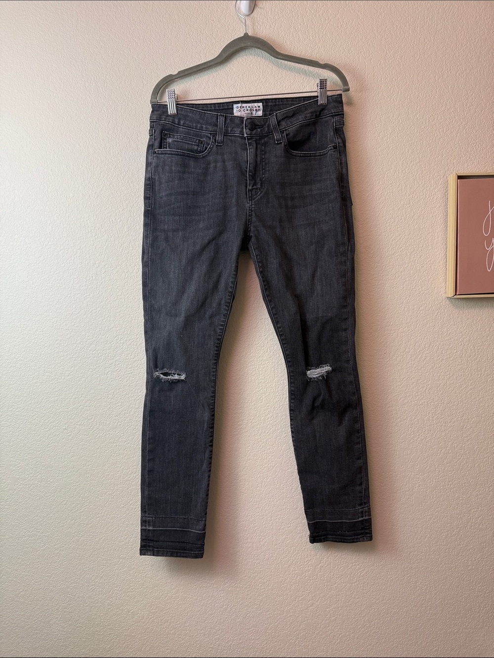 Derek Lam 10 Crosby Denim Devi Charcoal Distressed Skinny Jeans‎ Size 30